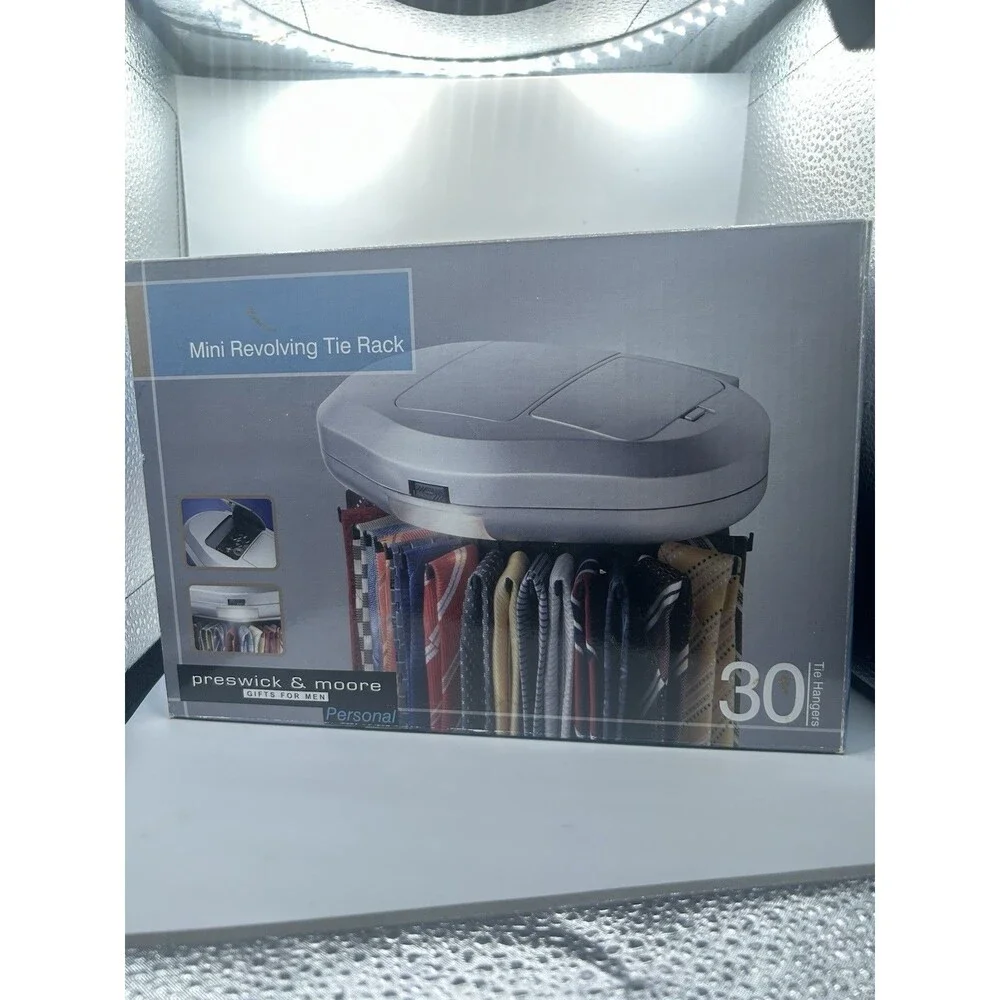 Mini Revolving Tie Rack 30 Ties Battery Power  w/ Built-in Light Isotoner/totes